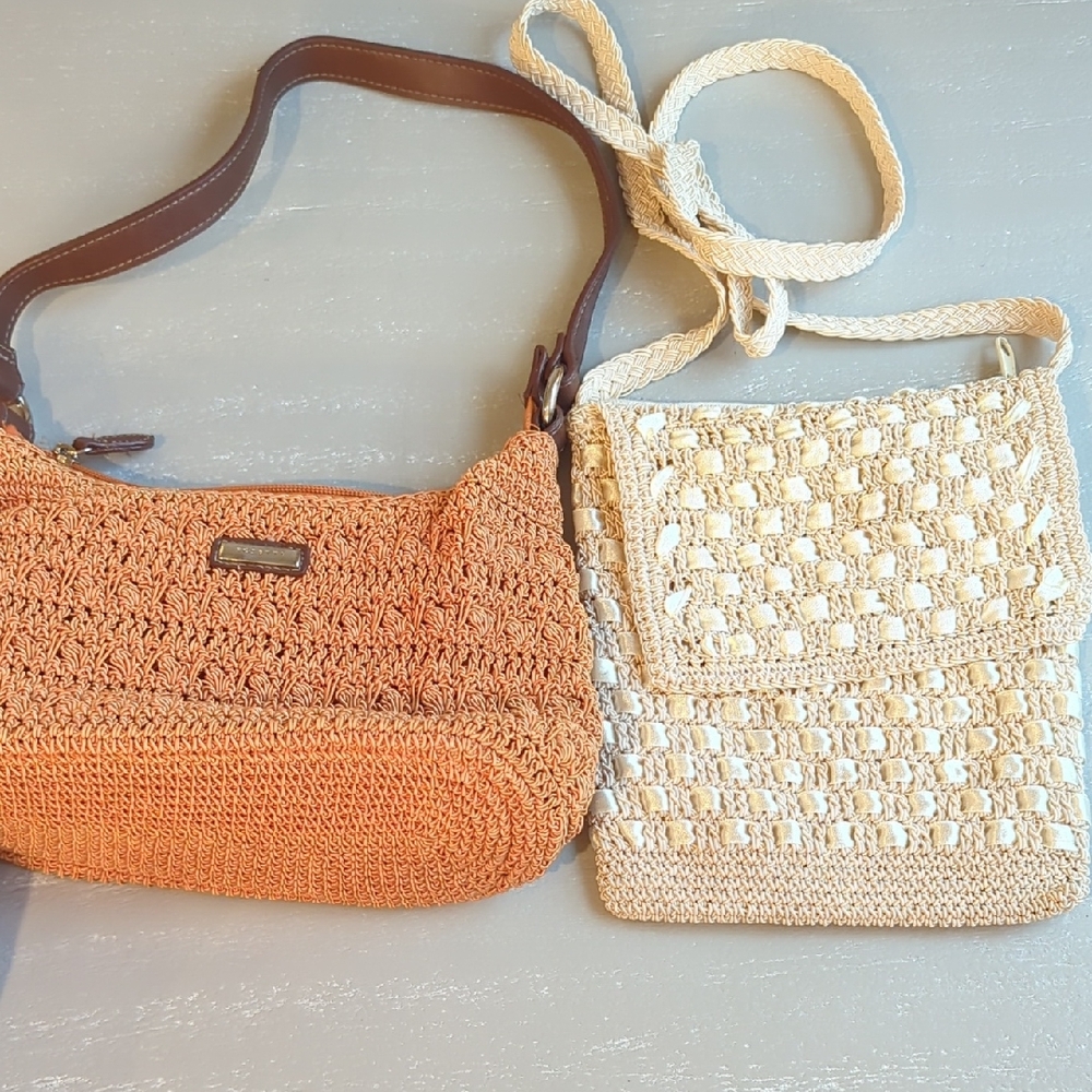 Crochet Bags (2)‎ Cream & Orange